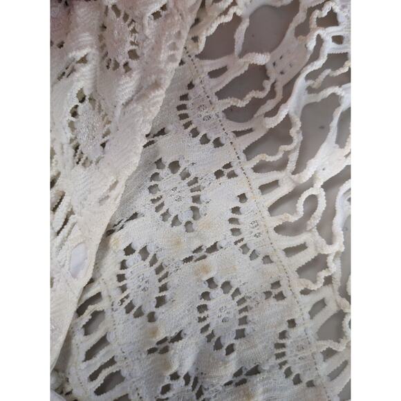 Milly Cabana Size Small Crochet Shift Mini Dress White V Neck Long Sleeves - Picture 11 of 14